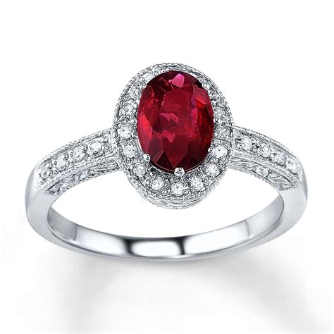 Jared - Natural Ruby Ring 1/10 ct tw Diamonds 14K White Gold