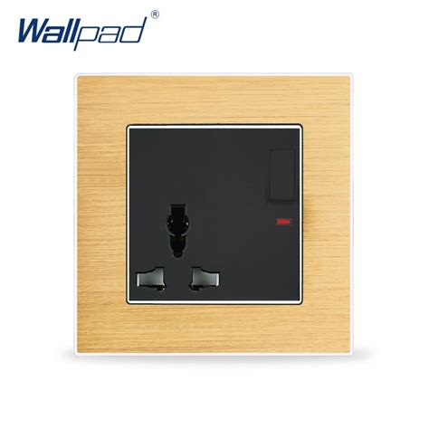 Universal 3 Pin Socket With 1 Gang Switch Wallpad Luxury Wall Switched Socket Outlet Metal Panel ...