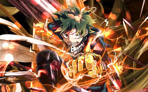 Midoriya Izuku, neon lights, My Hero Academia, art, Izuku Midoriya, manga, Boku no Hero Academia ...