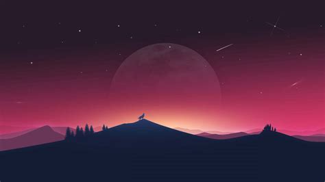 Download Aesthetic Computer 4k Red Sky Big Moon Wallpaper | Wallpapers.com