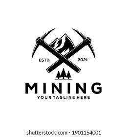 Mountain Pickaxe Vintage Logo Vector Symbol Stock Vector (Royalty Free ...