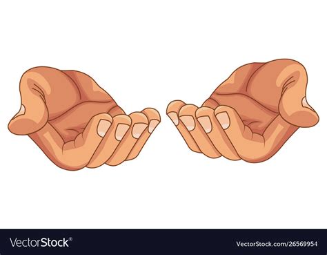 Hands with palms open offering cartoon isolated Vector Image