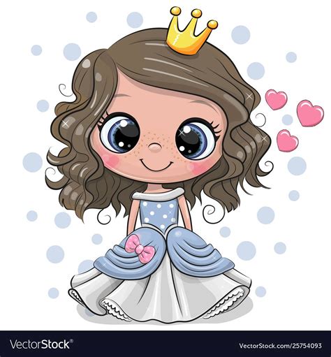 Cartoon princess with hearts on a white background | Princess cartoon, Cute cartoon, Cute ...