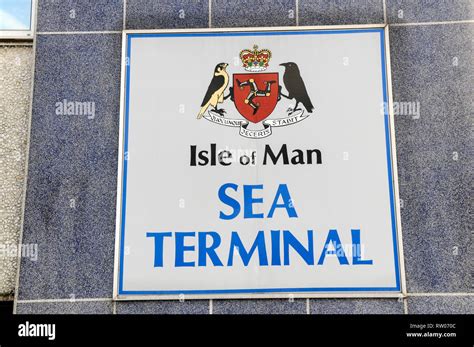 Isle of Man Sea Terminal logo, Douglas on the Isle of Man, Britain. The ...