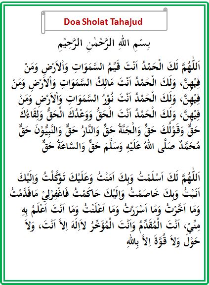 Bacaan Doa Setelah Sholat Tahajud Lengkap Dengan Tulisan Latin Dan ...