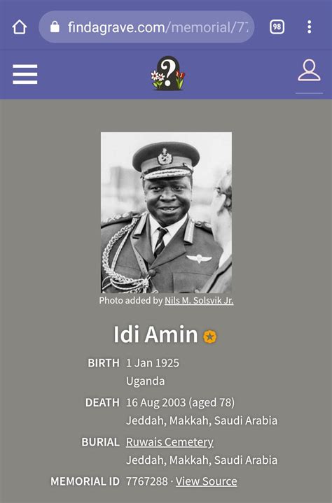 Idi Amin's grave is in Saudi Arabia for some strange reason. What do you think about this ? : r ...