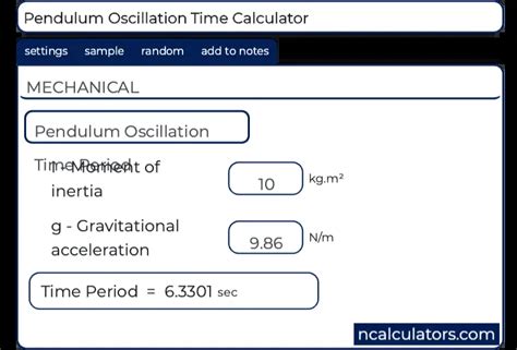 Pendulum Oscillation Time Calculator