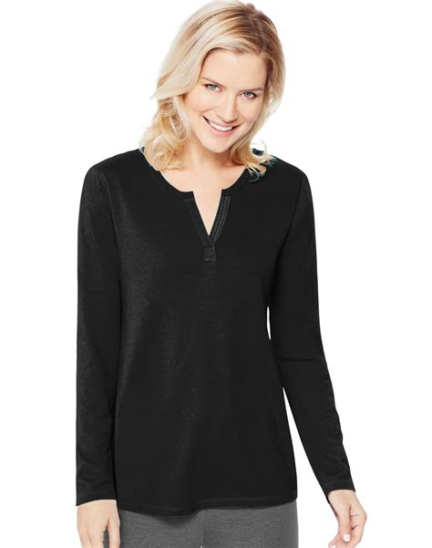 Hanes Women`s Essentials Lightweight Split Neck Tunic