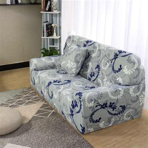 Floral Sofa Covers Stretch Thick 1 2 3 4 Seater Slipcover Couch Covers Dark Blue Gray Sofa ...