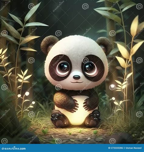 Photo of Cute Baby Panda Bear with Big Eyes 3d Rendering Cartoon Illustration Stock Illustration ...