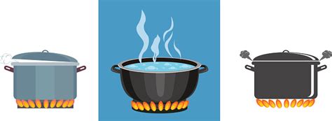 Cartoon Of A Pot Boiling Water Clip Art, Vector Images & Illustrations - iStock