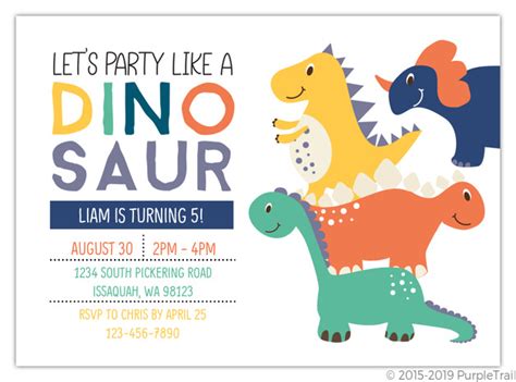 Pink Girl Dinosaur Birthday Party Invitation | Dinosaur Birthday Invitations