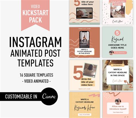 Instagram Video Animated Templates Social Media Templates for Canva Video Templates for Creators ...