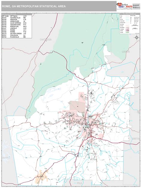 Rome, GA Metro Area Wall Map Premium Style by MarketMAPS - MapSales