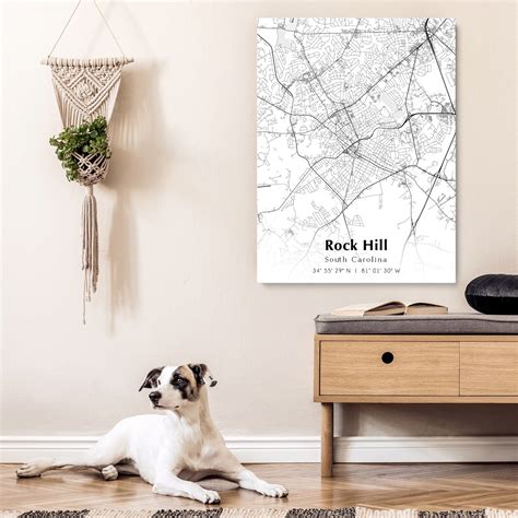 Map of Rock Hill Digital File, Modern City Map, Rock Hill Printable Map, Rock Hill Map Printable ...