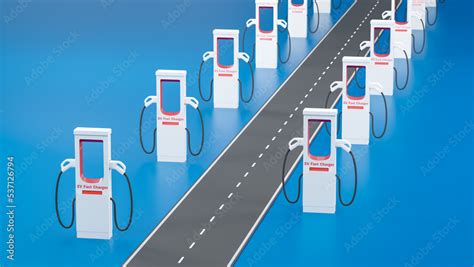 Electric vehicle charging station location on the street, highway map ...