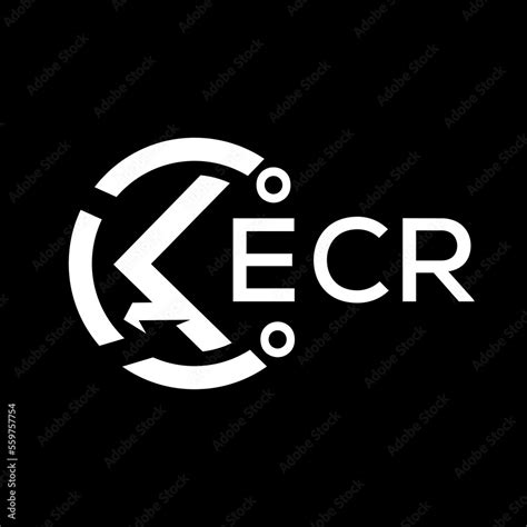 ECR letter logo. ECR white image on black background. ECR vector logo design for entrepreneur ...