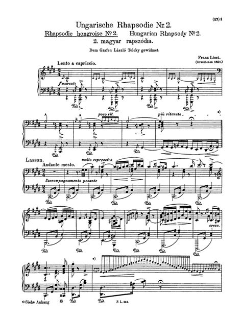 Hungarian Rhapsody No.2 (Lento a capriccio) free sheet music by Liszt ...