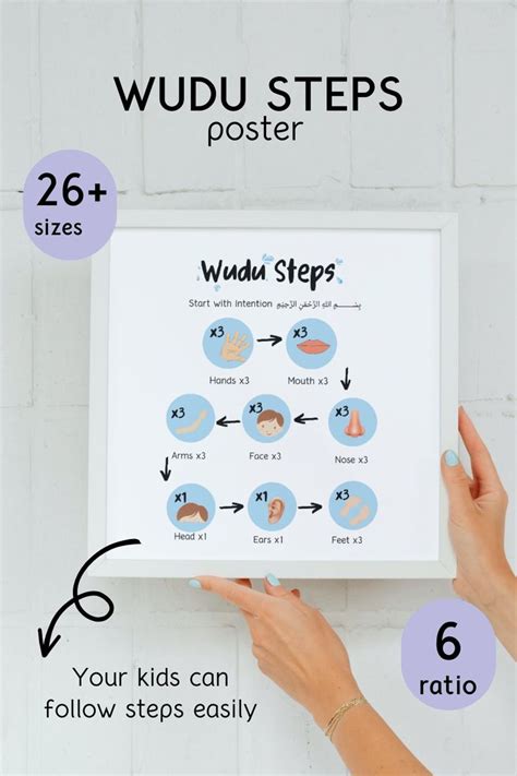 Wudu Guide Step by Step Poster, Nursery Islamic Wall Art, Wudu Steps for Kids Printable, Islamic ...