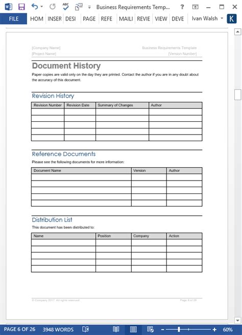 Business Requirements Specification Template (MS Word/Excel/Visio ...