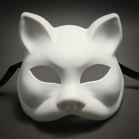 Unpainted White Plain Arts and Crafts Cat Venetian Masquerade Version ...