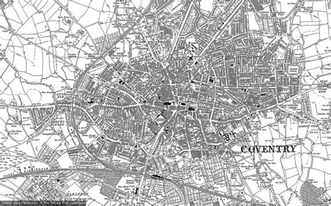 Historic Map covering Coventry, published by the Ordnance Survey in 1887 | Nottingham map ...