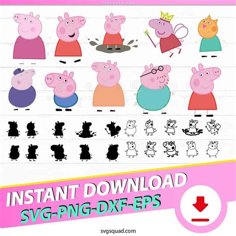 Peppa Pig Family SVG PNG Bundle Characters Cut Files Cricut Silhouette | lupon.gov.ph