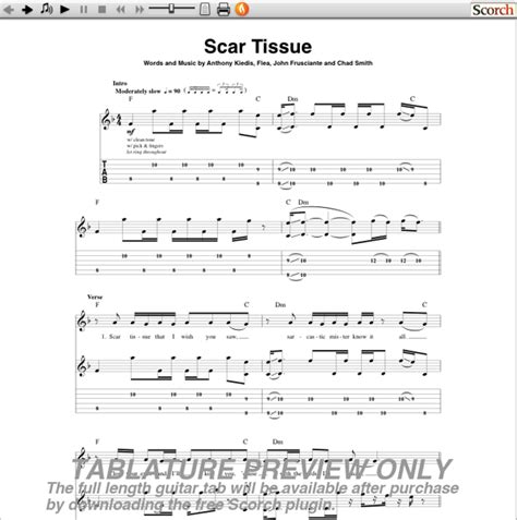 RHCP Scar Tissue Guitar Tab : Free Guitar Tab