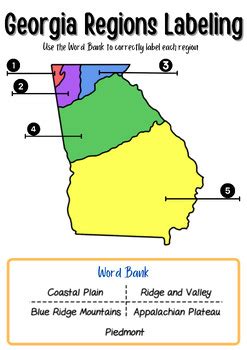 Georgia Regions Map Labeling by Taylor Martinez | TPT