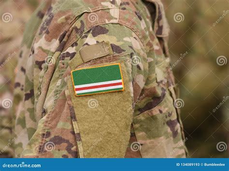 Flag of Chechen Republic of Ichkeria on Military Uniforms Collage Stock ...