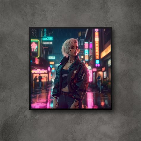 Beautiful Neon Cyberpunk Girl Portrait Cyberpunk Art Print - Etsy