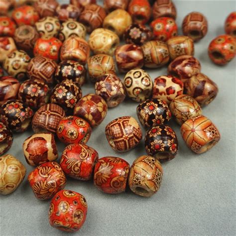 Vintage Lot of 4 Metallic Gold Painted Wood Wooden Beads Macrame 14mm Round