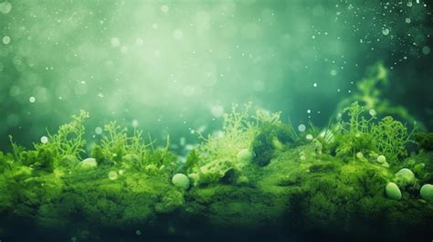 Premium Photo | Seaweed underwater green background