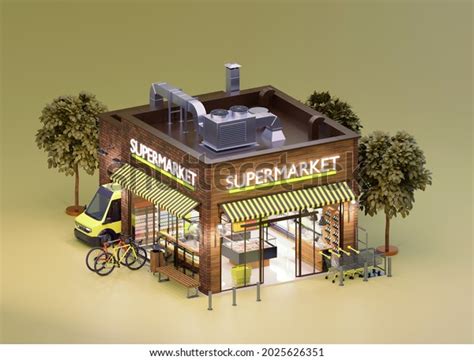 Supermarket Grocery Building Interior Supermarket Trolley Stock ...