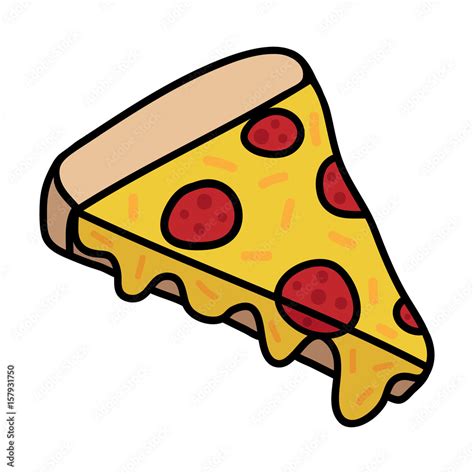 Pizza doodle drawing, slice of pizza with cheese and pepperoni. Vector illustration drawing ...