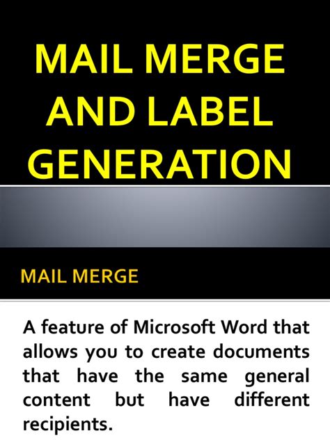 Mail Merge and Label Generation | PDF