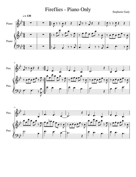 Fireflies - Piano only Sheet music for Piano (Piano Duo) | Musescore.com