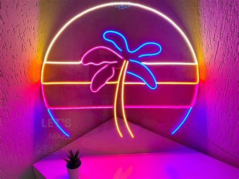 Palm Tree Retro 80s Neon Light Neon Sign Wall Decor Retro - Etsy