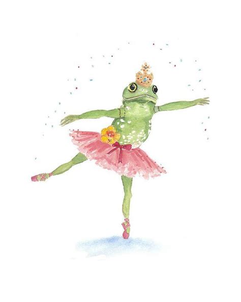 Ballerina Frog Watercolor Print Frog by WaterInMyPaint on Etsy | Frog ...