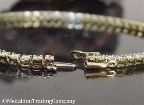 14k Yellow Gold 1.83 Carat Natural Diamond Line Tennis Bracelet 7.2 ...