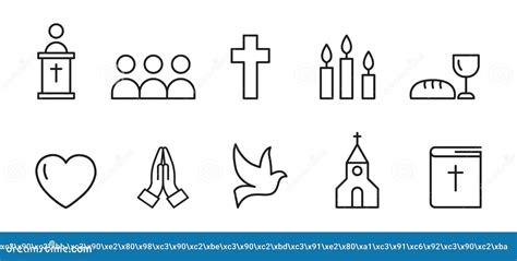 Christelijke Pictogrammen. Kerk En Religieuze Symbolen. Geloof in Jesus ...