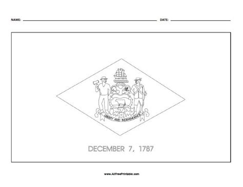 Delaware State Flag Coloring Page – Free Printable