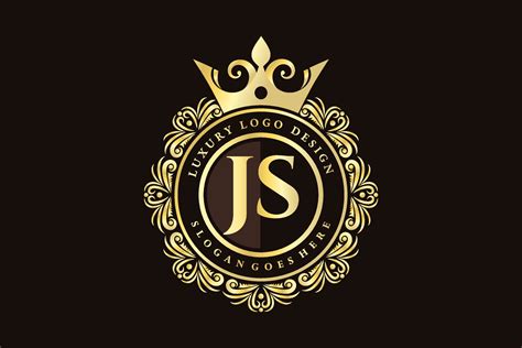 JS Initial Letter Gold calligraphic feminine floral hand drawn heraldic ...