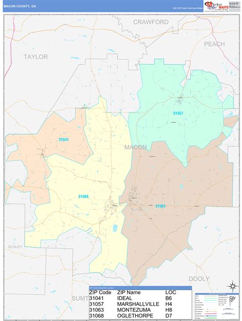 Macon County, GA Wall Map Color Cast Style by MarketMAPS