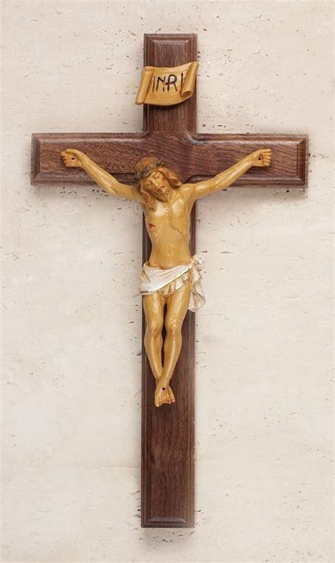 Traditional Wall Crucifix | Walnut Cross | Hand-Painted Corpus | 12" - F.C. Ziegler Company