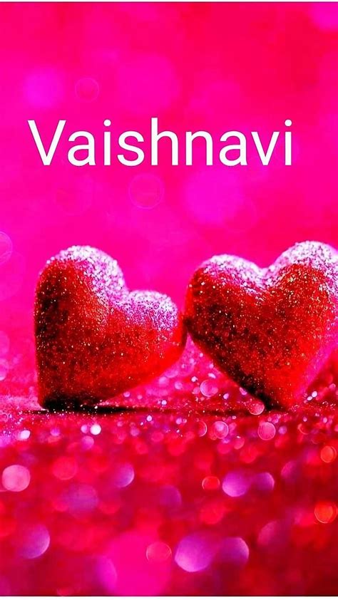 Vaishnavi Name, Red Glitter Heart, glitter heart, pink background, HD ...