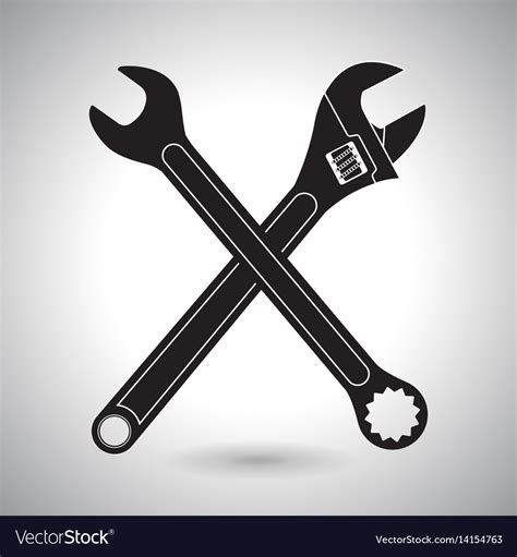 Crossed wrenches black silhouette signs Royalty Free Vector