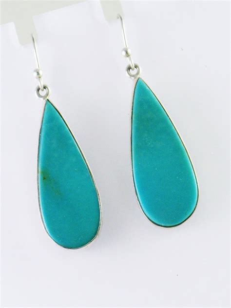 Turquoise Blue Green Natural Blue Green Large Blue Earrings - Etsy