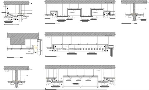 False ceiling section detail drawings cad files - Cadbull