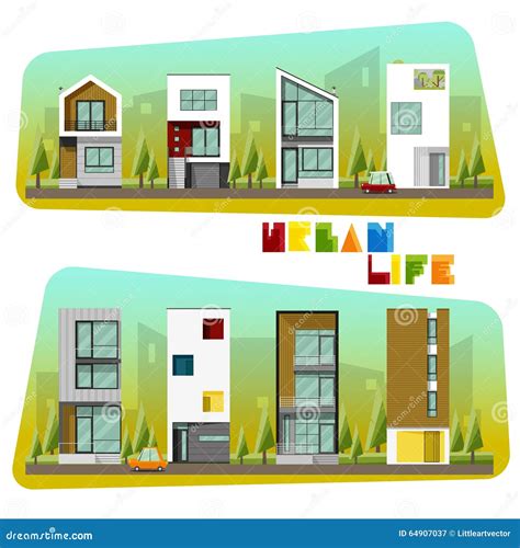 Houses Collection,Modern House and Community Stock Vector - Illustration of city, background ...